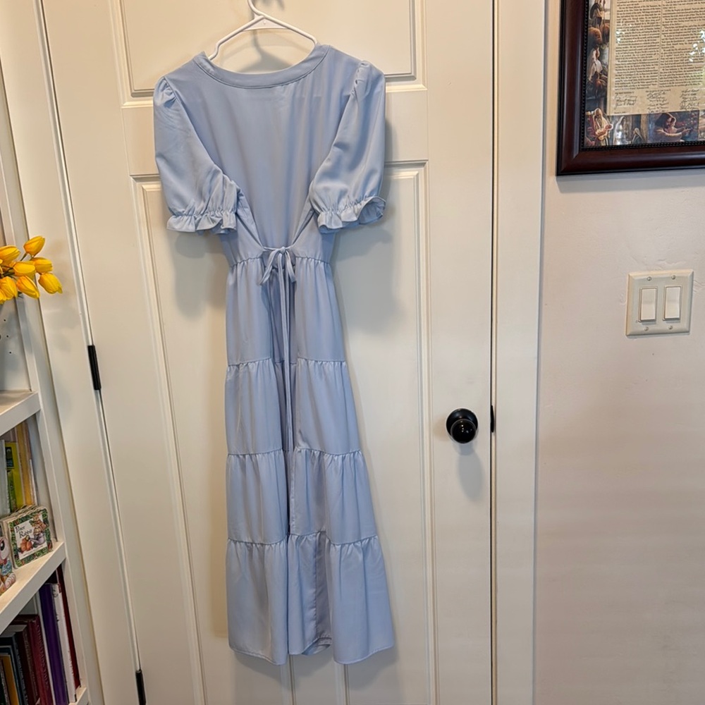 Elegant Blue Tiered Dress